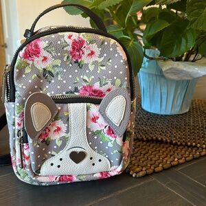 Betsey Johnson French Bulldog Roses Mini Backpack Purse. Like new! Super cute.